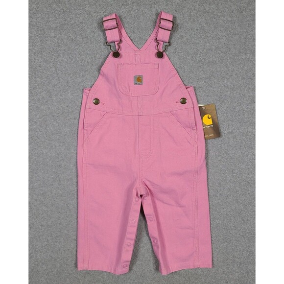 Baby Girl Clothes New Carhartt 9 Month Pink Adjustable Strap Overalls NWT - Picture 1 of 7